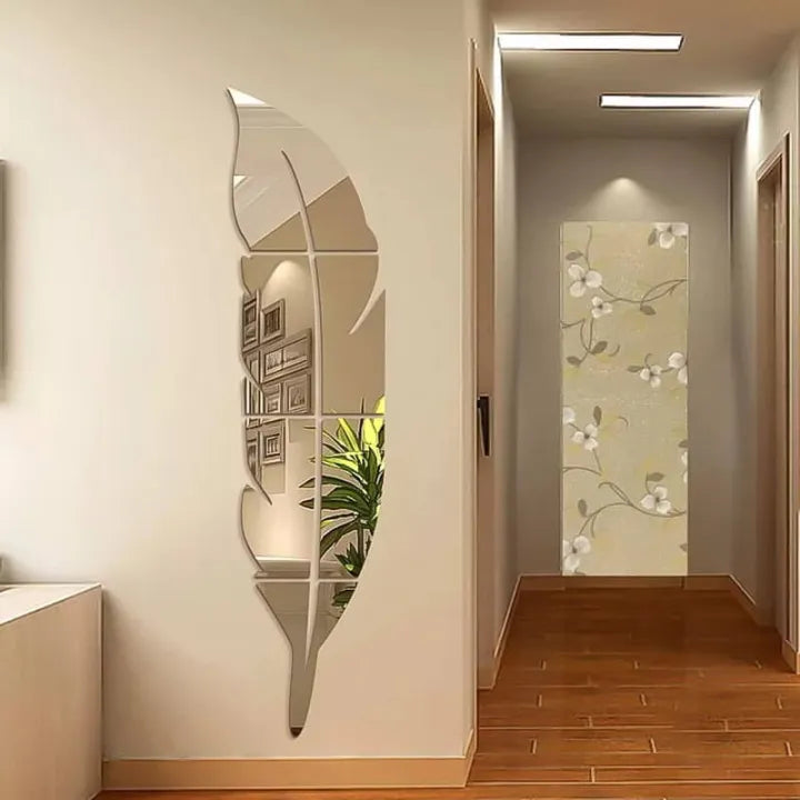 Mirror Wall Decor I Wall Stickers I 3D Leaf Mirror Decor